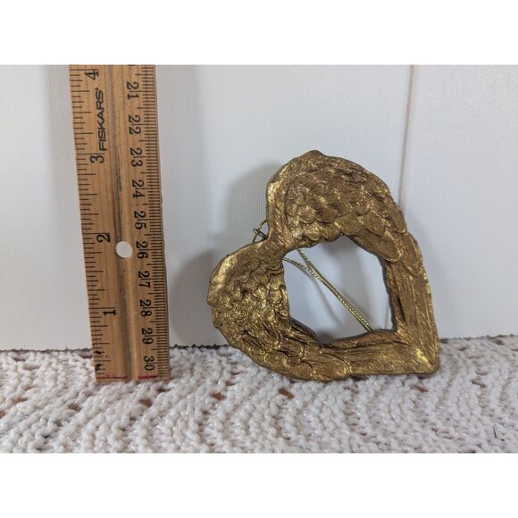 Gold Angel Wings in Heart Shape Tree Ornament - Picture 2 of 3